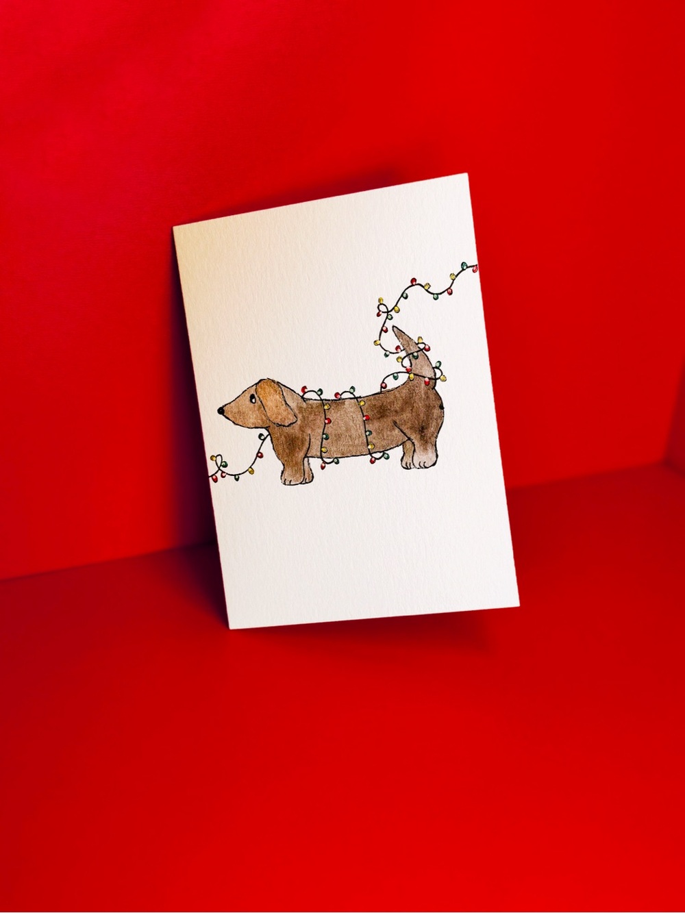Dachshund Holiday Dog Card - Watercolor Greetings Cards
